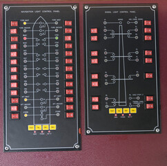 Navigational lights control panel on the ship's bridge
