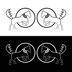 Circle horse animal logo design 