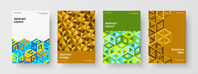Original handbill vector design layout bundle. Abstract geometric shapes company brochure template collection.