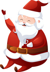 Cartoon laughing Santa Claus sitting isolated