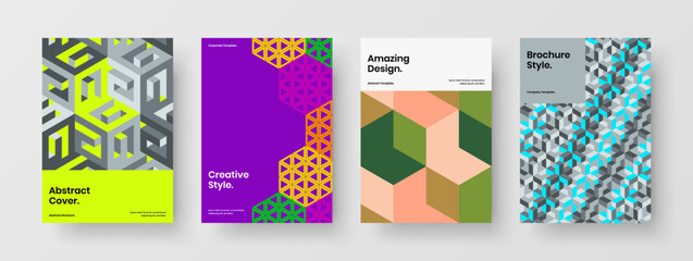 Fototapeta premium Modern presentation design vector concept bundle. Simple mosaic pattern company brochure layout set.