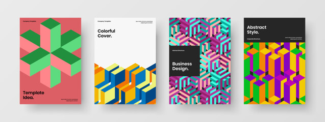 Minimalistic geometric shapes banner template collection. Simple corporate brochure A4 vector design layout set.