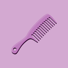 purple hair comb vector with a shadow