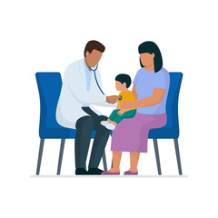 Obraz premium Professional pediatrician checking a child