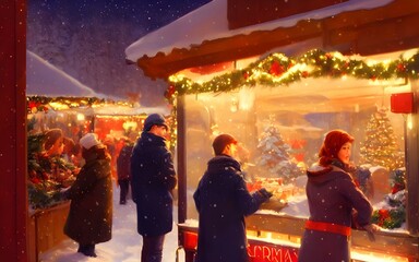 Obraz premium people at the christmas market