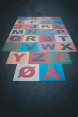 Norwegian alphabet in the pavement