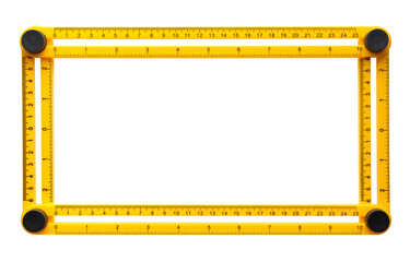 Yellow plastic four-angled ruler