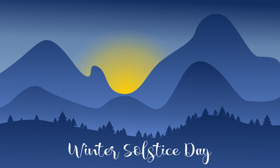 Winter solstice lettering. Elements for invitations, posters, greeting cards
Winter solstice day in December the 21. Greeting card design template. The dark sky with sunset or sunrise - obrazy, fototapety, plakaty