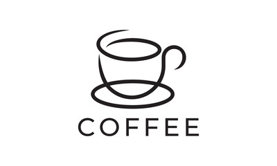 sun cup, sunrise tea, sunset coffee logo. line logo icon design for cafe, restaurant, etc.