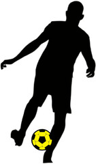 silhouette design of football players in action with transparent background