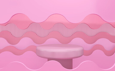Background rendering with 3d podium and wall scene abstract background. 3D illustration, 3D rendering	