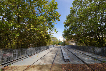 Railway track  of  the Petite Ceinture Paris' Abandoned Railway in 12th arrondissement