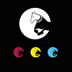 Circle horse animal logo template design 