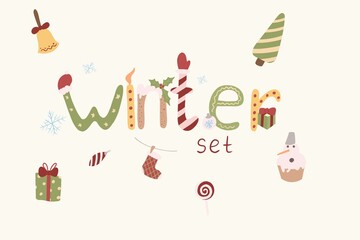 Winter typographic format. Graffiti-style text for postcards, banners, T-shirts and jewelry.