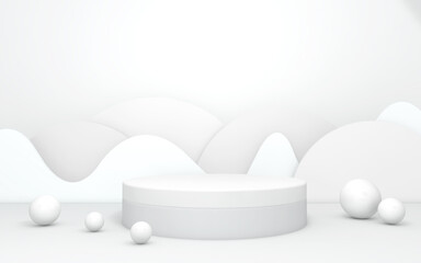 Background rendering with podium and wall scene abstract background. 3D illustration, 3D rendering