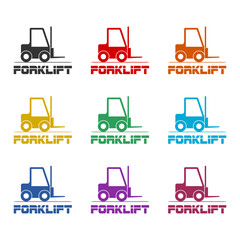 Forklift icon isolated on white background. Set icons colorful