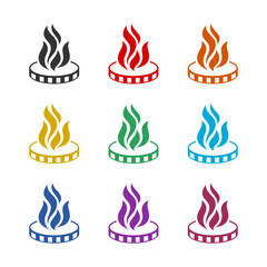 Gas stove icon isolated on white background. Set icons colorful