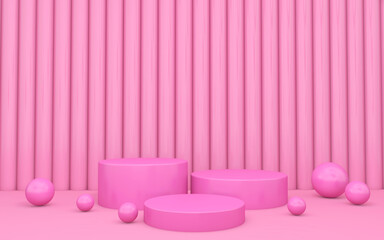 Background rendering with 3d podium and wall scene abstract background. 3D illustration, 3D rendering	