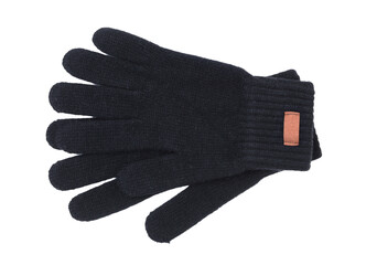 Black wool gloves isolated.