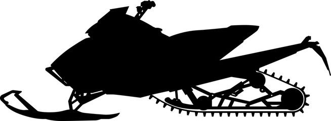 Student constructed racer snowmobile, skimobile, snow scooter snowmachine winter vehicle. realistic silhouette