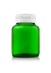 Blank packaging green transparent glass bottle for supplement healthy product design