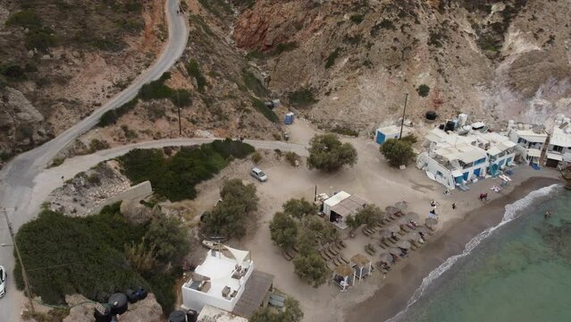 Firopotamos Village and Beach in Milos, Cyclades Island in Aegean Sea, Greece