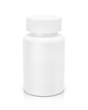 Blank packaging white plastic bottle for supplement or vitamin product design mock-up