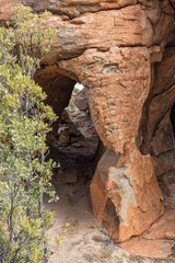 Walking trail passing through a cave at the Stadsaal Caves