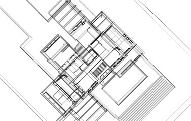 house building sketch architecture 3d illustration