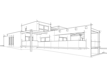 house building sketch architecture 3d illustration