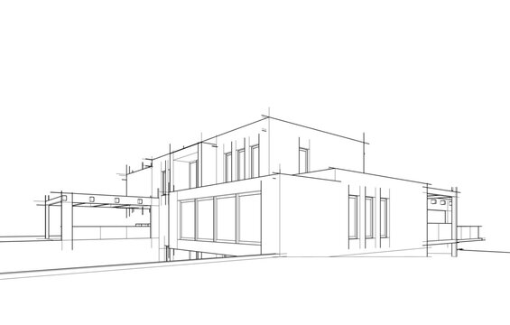 House Building Sketch Architecture 3d Illustration