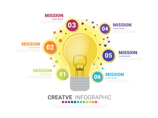 Light bulb infographic, Template business for 6 topic, elements presentation template flat design vector illustration for web design marketing advertising