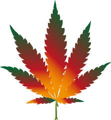marijuana or cannabis leaf vektor , color jamaica music reggae