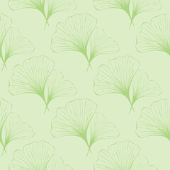 Botanical seamless pattern with Ginkgo leaves.