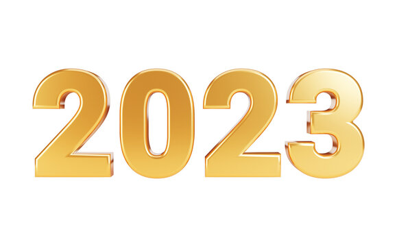 3d render of happy new year 2023 in gold