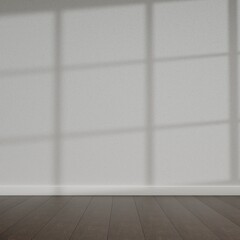 Wooden floor and white wall at sunset empty layout 3d render.
