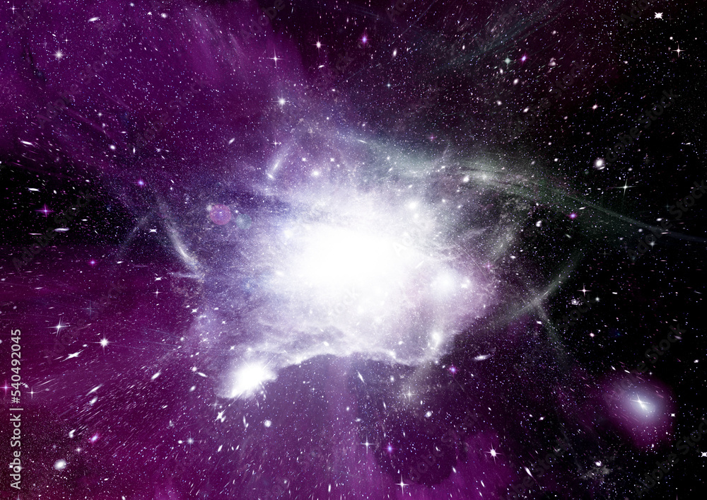 Wall mural galaxy in a free space. 3d rendering