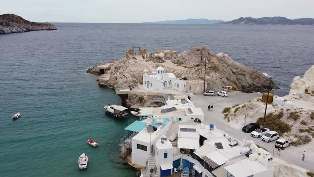 Firopotamos Village and Beach in Milos, Cyclades Island in Aegean Sea, Greece