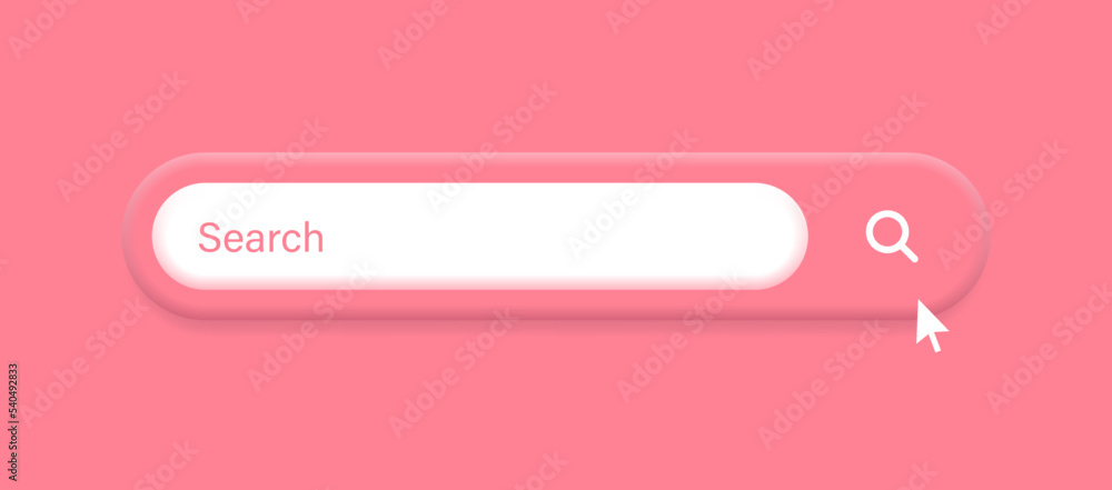 Poster search bar frame with magnifier icon, search boxes template for web page internet browser in 3d