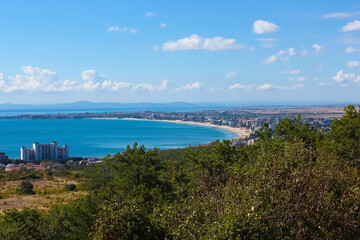 Fototapeta na wymiar View on bay of Sunny beach resort, Nessebar, Bulgaria