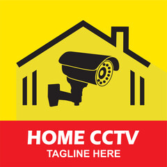 CCTV Camera. Black Video surveillance sign. Warning Sticker for CCTV Camera Security Surveillance Alarm. Vector illustration.