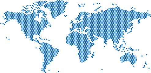 Blue circle shape world map.