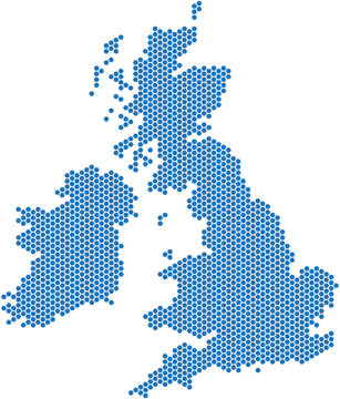 Fototapeta Blue hexagon shape United Kingdom map