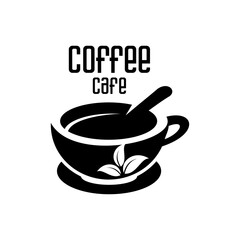 traditional black coffee cup logo vector