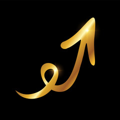 Golden Luxury Arrow Vector Icon