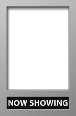 Movie poster frame template with now showing