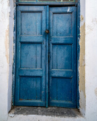 Aging door on Paros island in Greece