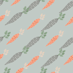 Hand drawn carrot seamless pattern. Doodle carrots wallpaper.