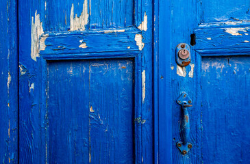 Aging door on Paros island in Greece