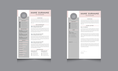  Creative and modern Resume CV Template, Professional Resume Layout with Cover Letter Design